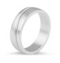 9K Gents Wedding Band with a Curved Inlay Detail Polished and Emery Fine Finish