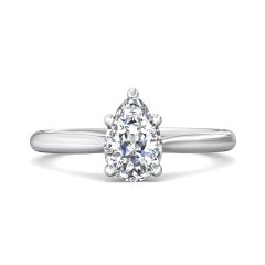 Pear Shape Solitaire Diamond Engagement Ring With a Tapered Plain Band -Platinum