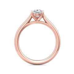 Pear Shape Solitaire Diamond Engagement Ring With a Tapered Plain Band -18K Rose