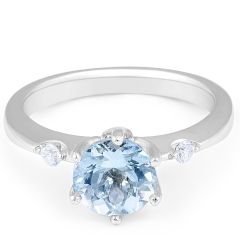 Aquamarine Diamond Ring in Knife Edge Setting Gemstone rings