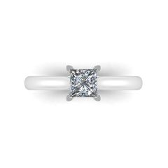 Flawless Diamond Princess Cut 4 Claw Setting Solitaire Engagement Ring In 18K White Gold 