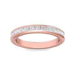 Ladies Diamond Wedding Ring Channel Setting Princess Cut Diamonds In 18K Rose Gold