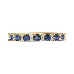 Eternity Sapphire Diamond Wedding Ring Share Prong Setting In 18K Yellow Gold