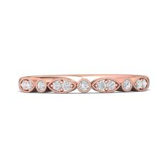 Milgrain Vintage Marquise and Dot Bezel And Share Prong Setting Round Cut Diamond Wedding Rind In 18K Rose Gold