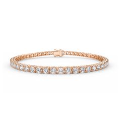Diamond Tennis Bracelet Lab Grown Double Safety Clasp In 18K Rose Gold 