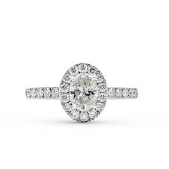 18K White Gold Oval Cut Diamond Engagement Ring 
