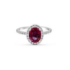 Oval Pink Sapphire Diamond Engagement Ring In 18 Karat White Gold 