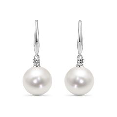 18K White Gold Diamond South Sea Pearl Earrings