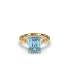 4.5CT Santa Maria Natural Aquamarine Ring Emerald Cut Set in 18K White Gold