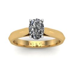 18K White and Yellow Gold Oval Cut Diamond Engagement Ring