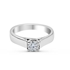 Solitaire Diamond Engagement Ring In 18K White Gold