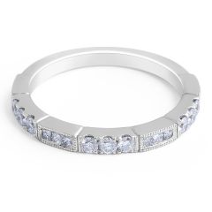 18 Karat White gold Diamond Wedding Band Vintage Style Ring