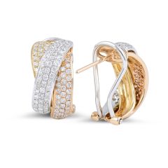 18 Karat Multi Colour Diamond Stud Earrings in Rose,White and Yellow Gold