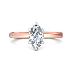 Marquise Cut Solitaire 6 claw setting Diamond Engagement Ring In a Plain Band -18K Rose