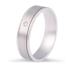 Gents Wedding Ring with Bezel Set Diamond 