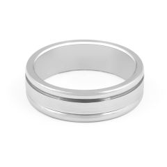Gents Wedding Band with double inlay feature in 9K White Gold 