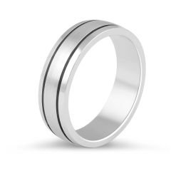 Gents Wedding Band with Double Inlay Accent
