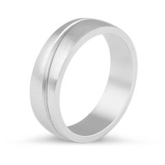 Gents Wedding Band with a curved inlay detail