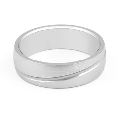 9K Gents Wedding Band with a Curved Inlay Detail Polished and Emery Fine Finish