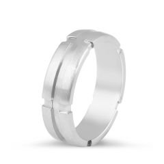Gents Wedding Band with with polished vertical and horizontal inlays.