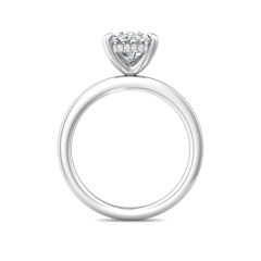 Oval Cut Solitaire Hidden Halo Diamond Engagement Four Prong Setting Ring In 18K White Gold 