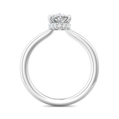 Classic Hidden Halo Oval Cut Diamond Engagement Ring 4 Claw Setting Centre Stone Pave Halo Setting In 18K White Gold 