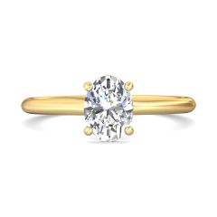 Hidden Halo Styles Diamond Engagement Ring Oval Cut Four Claw In 18K Yellow Gold