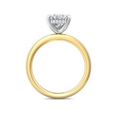  Oval Cut Two-Tone White and Yellow Gold Hidden Halo Diamond Engagement Ring Four Claw Setting 