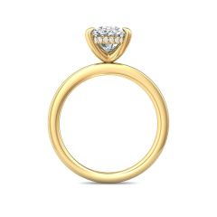 Hidden Halo Diamond Engagement Ring Four Prong Setting In 18K Yellow Gold
