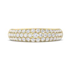 Wide Diamond Wedding Band 3 Row Pave Setting In 18K Yellow Gold 