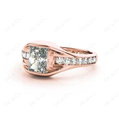 Radiant Cut Diamond Ring with Tension set centre stone in 18K Rose