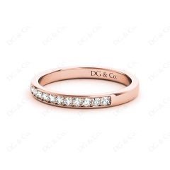 Wedding Diamond Ring with Grain Setting in 18K Rose