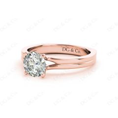 Round Cut Four Claw Set Diamond Ring. in 18K Rose