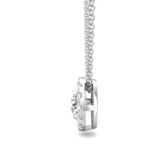 Diamond Pendant Halo Style Solitaire Pave Setting In 18K White Gold