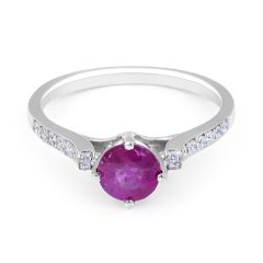Ruby Diamond Engagement Ring in 18 Karat White Gold - Engagement rings melbourne