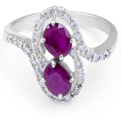 Ruby Diamond Ring in 14 Karat White Gold