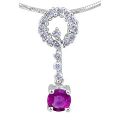 Ruby Diamond Pendant in 18 Karat White Gold  Precious Gems