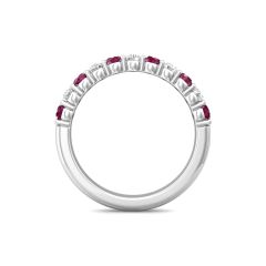 Ruby Diamond Wedding Band Share Claw Setting In 18K White Gold 