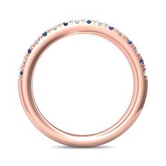 Alternating Blue Sapphire White Diamond Wedding Ring Pave Setting In 18K Rose Gold 