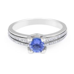 Modern Round Tanzanite Diamond Gemstone rings
