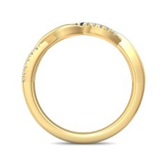 Twist Diamond And Sapphire Half Eternity Ring Pave Setting In 18K Yellow Gold  (3mm Width)
