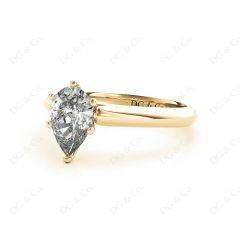 Pear Cut Solitaire Diamond Engagement Ring in six claw setting in 18K Yellow