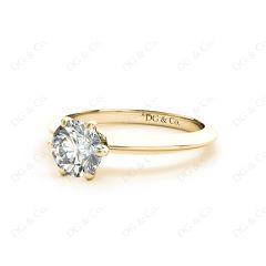 Round Cut Classic Six Claw Diamond Engagement Solitaire Ring in 18K Yellow