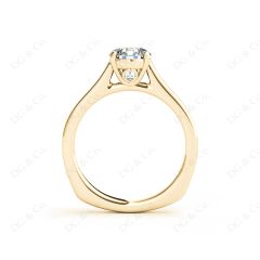 Round Cut Solitaire Diamond Engagement Ring with Four Prong set centre stone in 18K Yellow