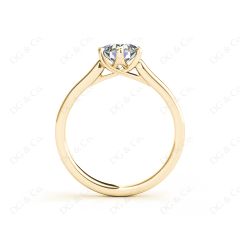 Round Cut Diamond Engagement Ring with Six Prong set centre stone in 18K Yellow