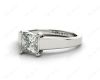 Princess Cut Solitaire Diamond Engagement Ring with 4 Claw Set centre stone in Platinum