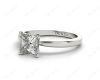 Princess Cut Diamond Engagement Ring with Claw set centre stone in Platinum