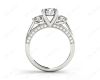 Three Stone Diamond Engagement Ring Round Cut  with a Channel Share Prong Shoulder Setting in Platinum