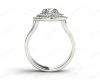 Round cut double halo diamond engagement ring with four claw setting centre stone in 18K White