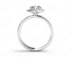 Round cut halo diamond engagement ring with four claw setting in 18K White